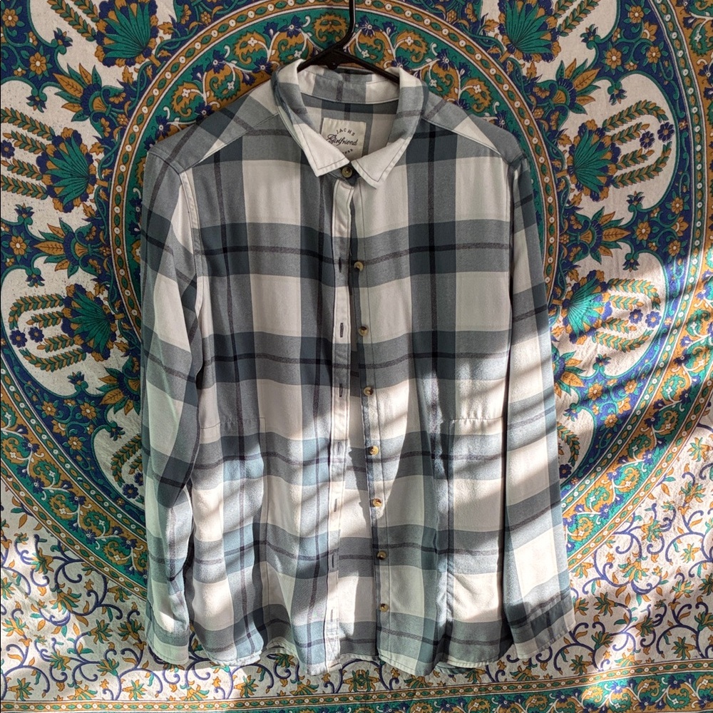 Jachs Blue and White Plaid Casual Shirt